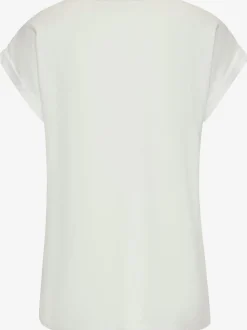 T-shirt avec grand imprimé multicolore et col rond côtelé