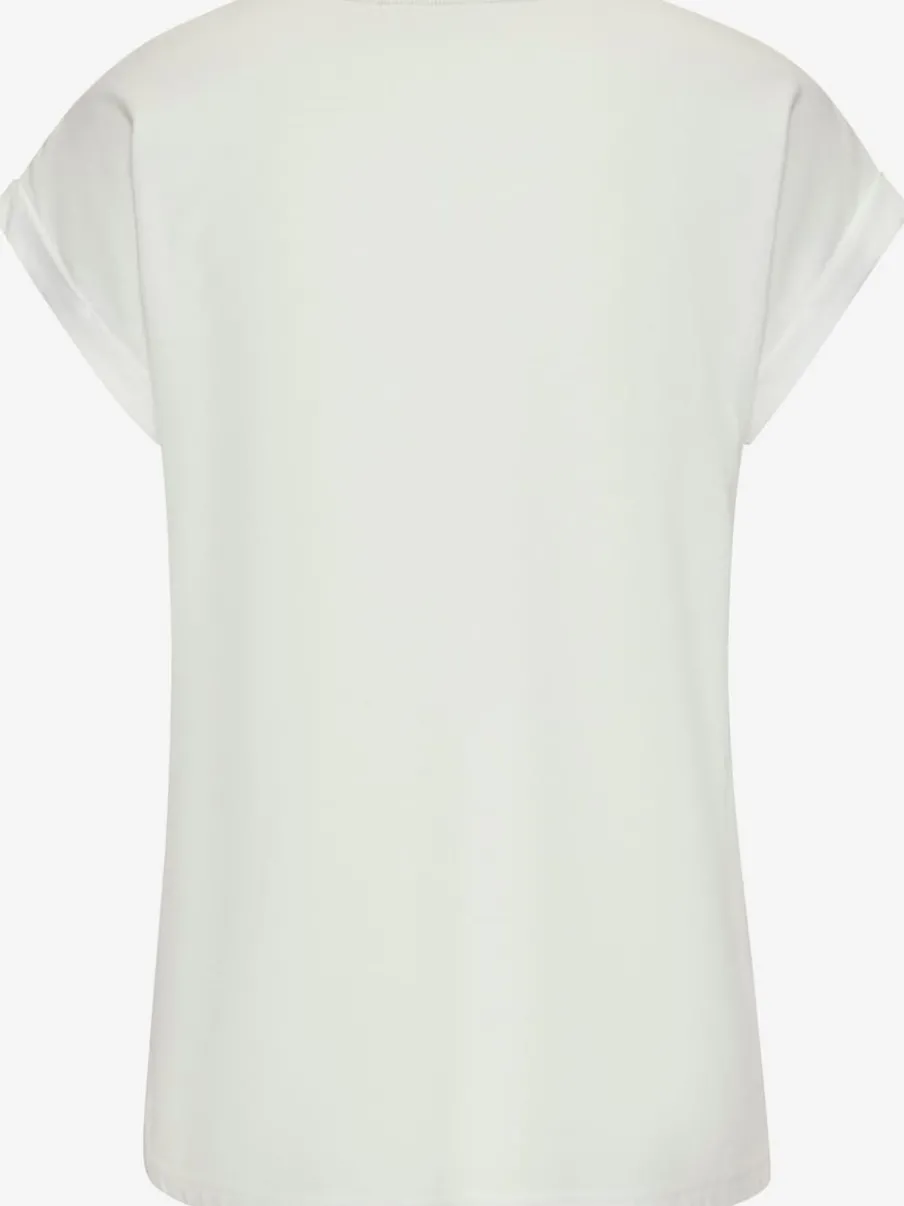 T-shirt avec grand imprimé multicolore et col rond côtelé