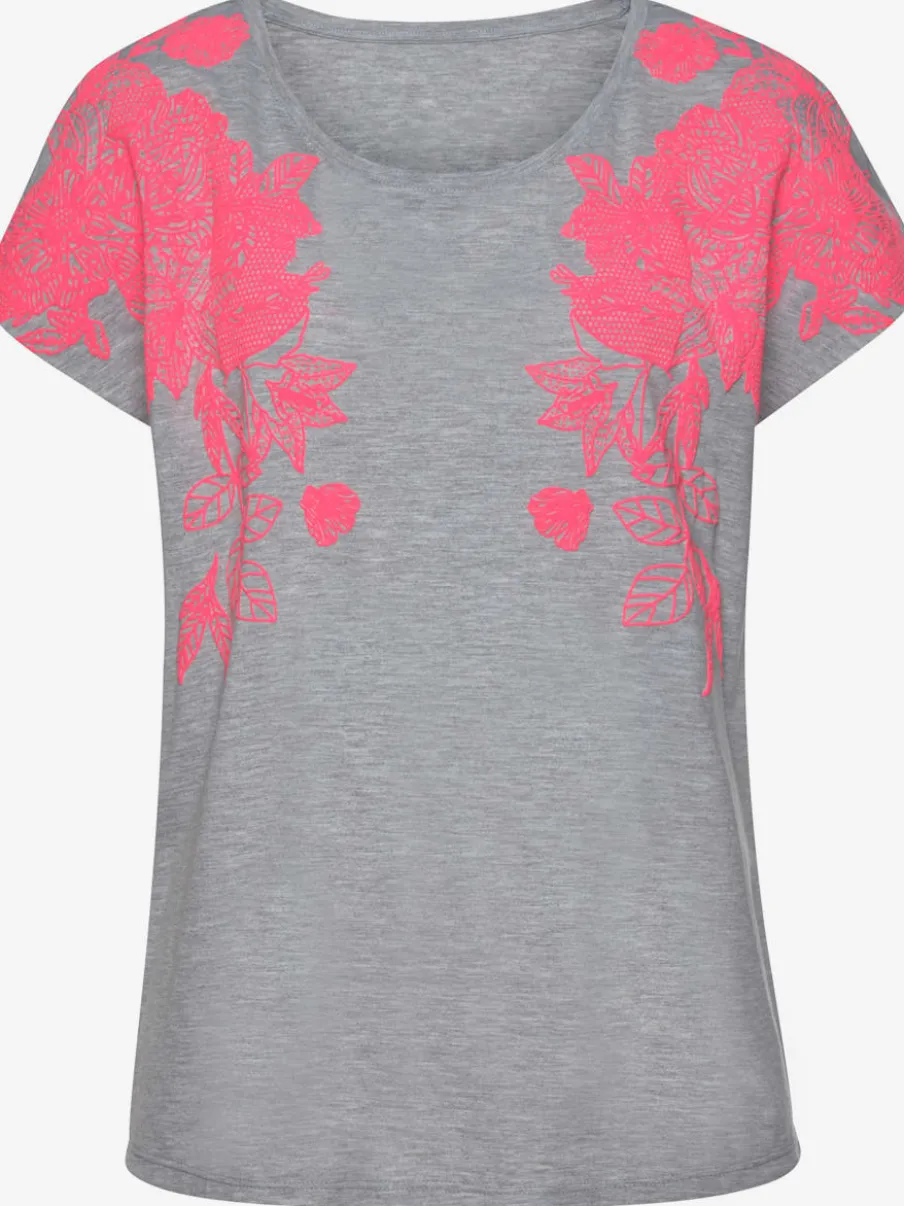 T-shirt avec imprimé floral et manches courtes fluides