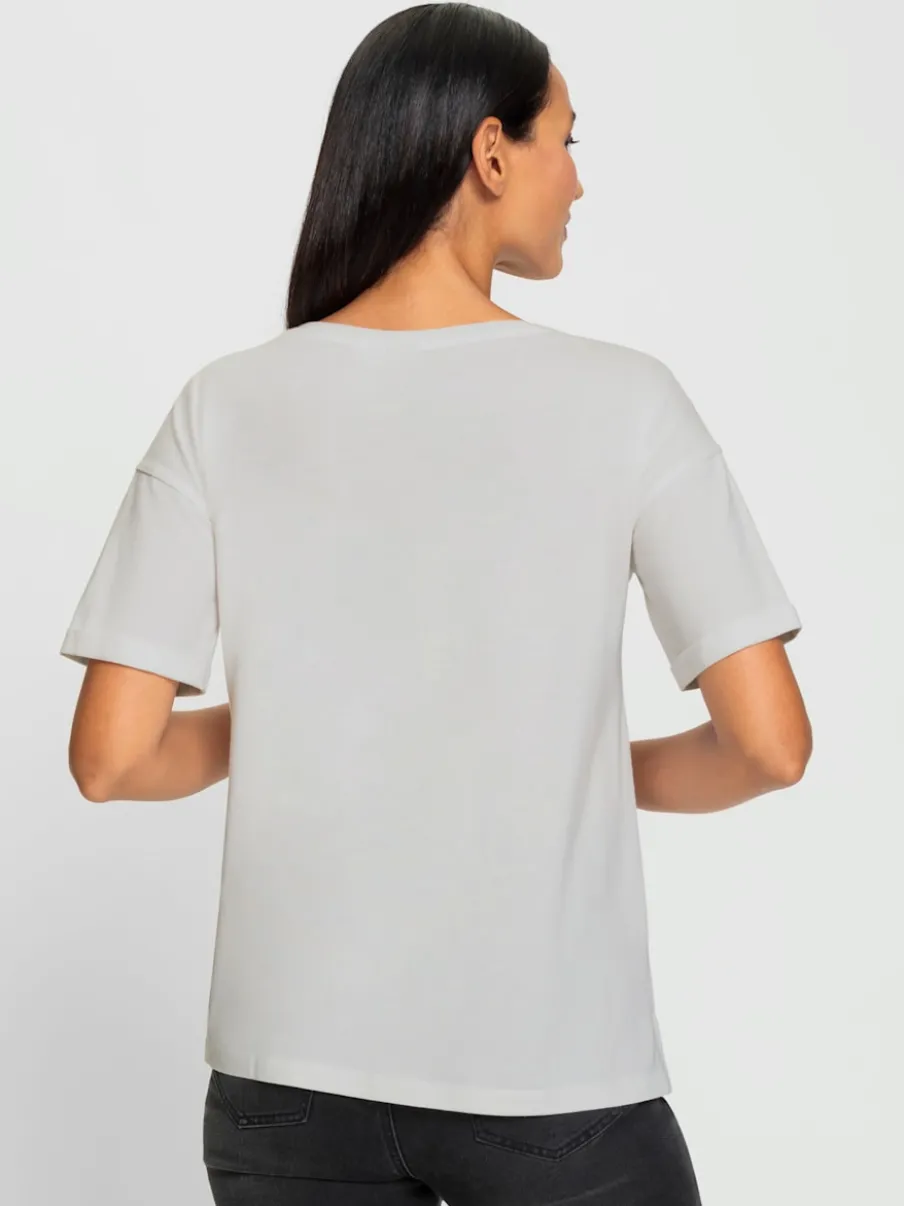 T-shirt avec imprimé lettrage et paillettes chic
