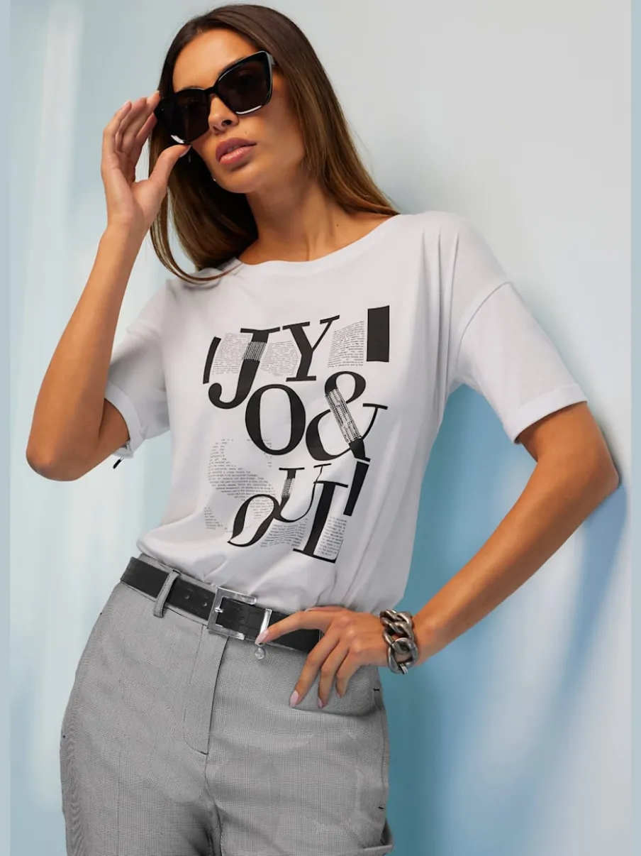 T-shirt avec imprimé lettrage et paillettes chic