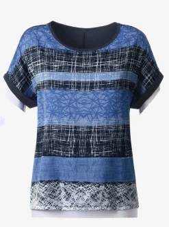 T-shirt avec manches courtes à rayures graphiques variées
