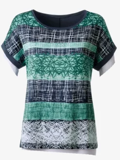 T-shirt avec manches courtes à rayures graphiques variées