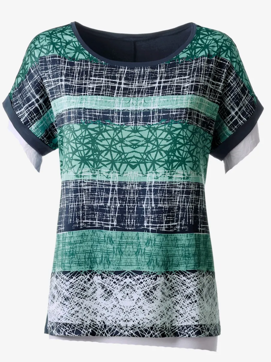 T-shirt avec manches courtes à rayures graphiques variées