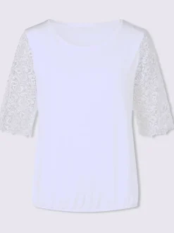 T-shirt avec manches en dentelle et finition décontractée