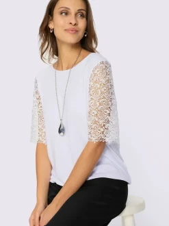 T-shirt avec manches en dentelle et finition décontractée
