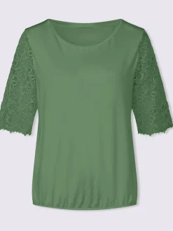 T-shirt avec manches en dentelle et finition décontractée