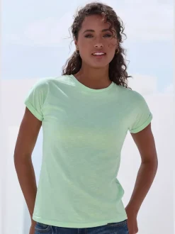 T-shirt basique à col rond avec manches courtes en coton.