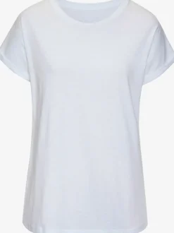 T-shirt basique à col rond avec manches courtes en coton.