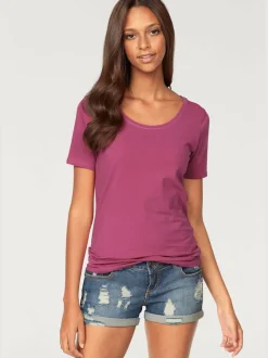 T-shirt basique à col rond et manches courtes en coton