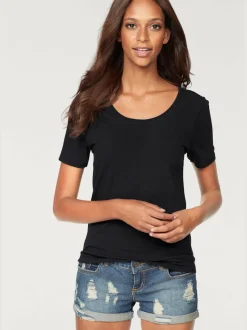 T-shirt basique à col rond et manches courtes en coton