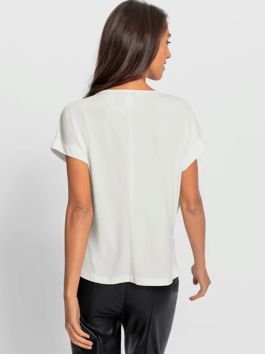 T-shirt cache-cœur fluide avec encolure en V et nœud