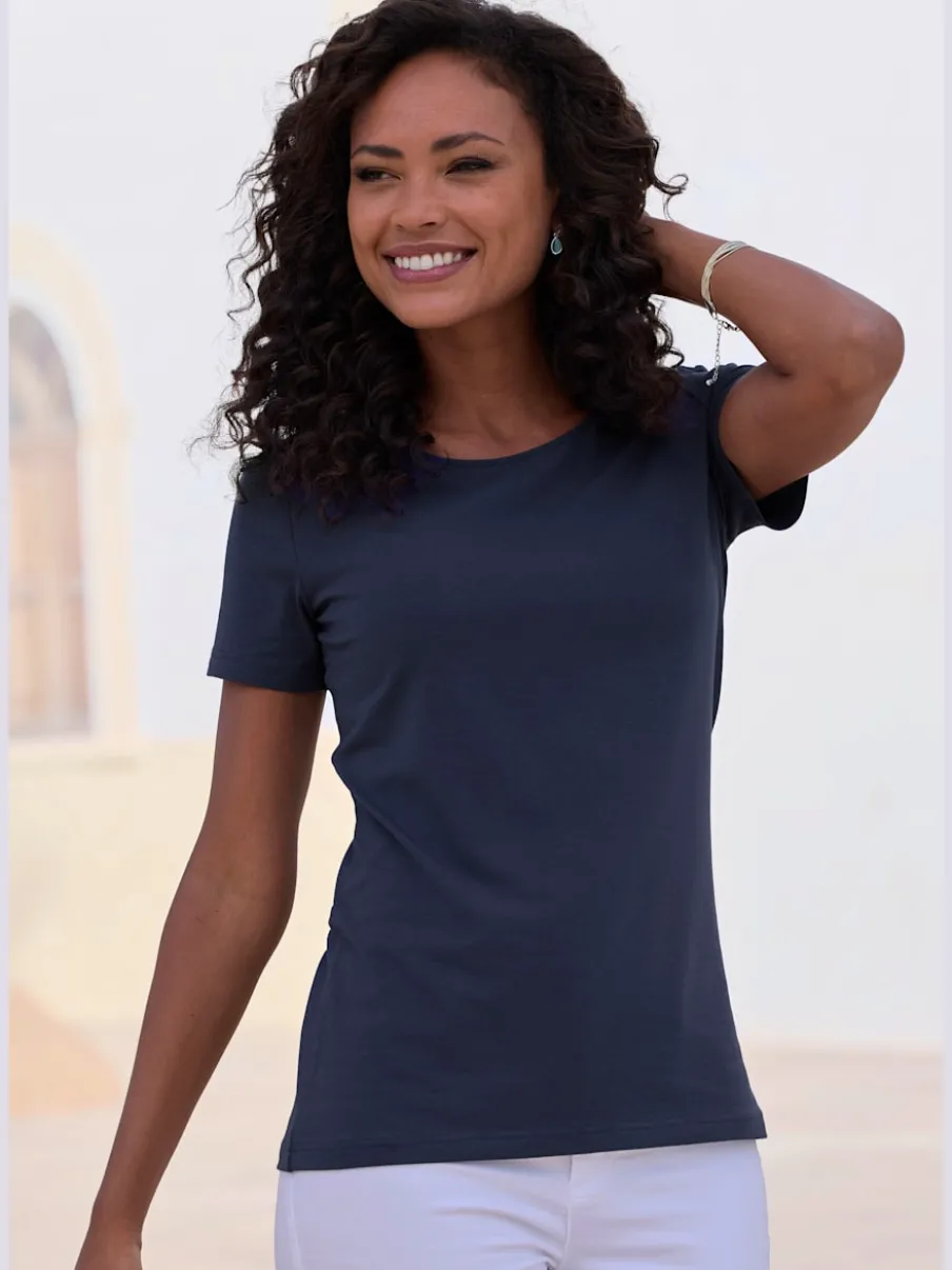 T-shirt classique à encolure ronde avec manches courtes en jersey doux