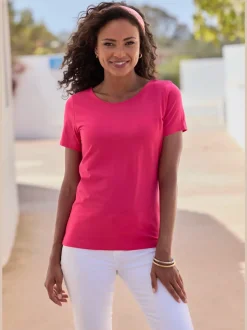 T-shirt classique à encolure ronde avec manches courtes en jersey doux