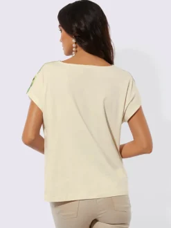 T-shirt à col bénitier avec mancherons et impression florale