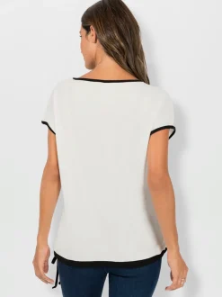 T-shirt à col en U avec imprimé graphique fluide