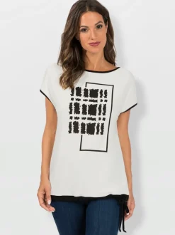 T-shirt à col en U avec imprimé graphique fluide