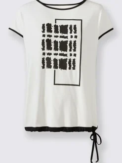 T-shirt à col en U avec imprimé graphique fluide