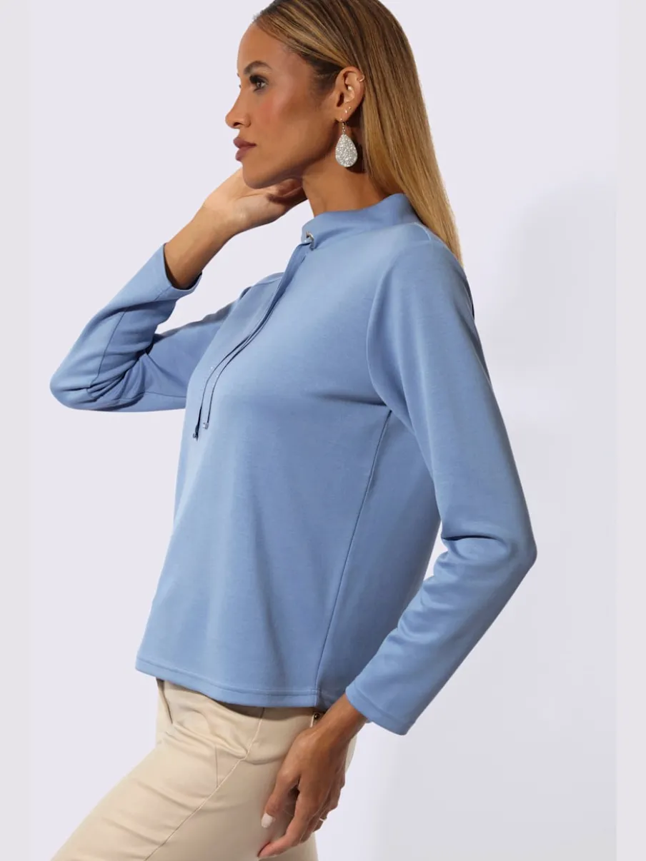 T-shirt à col montant avec manches longues en modal doux