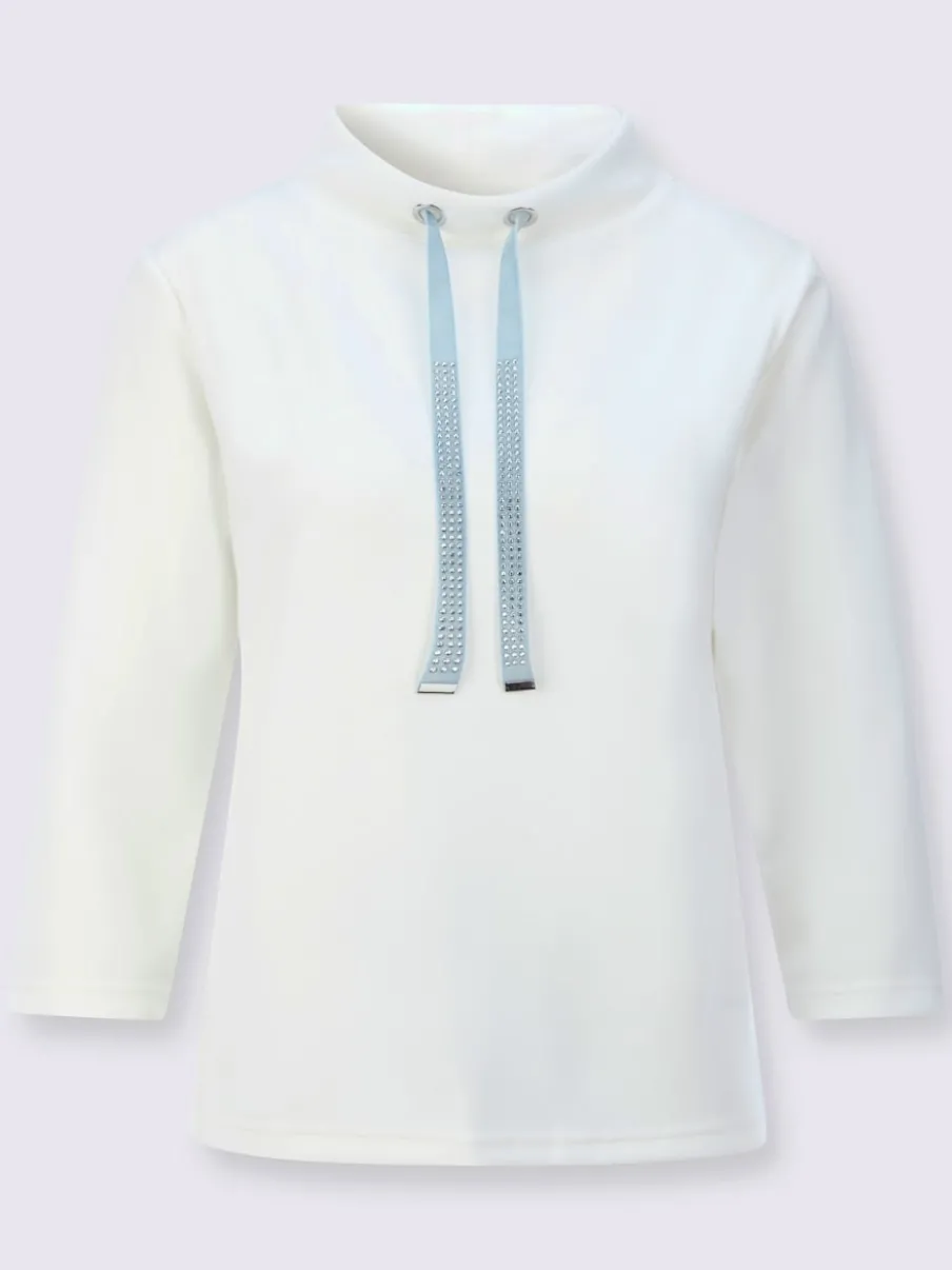 T-shirt à col montant avec manches 3/4 et ruban ajustable