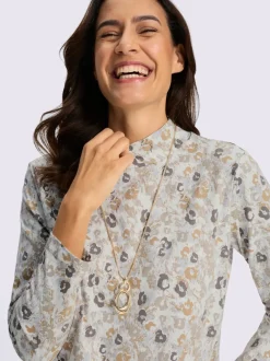 T-shirt à col montant 50% coton et 50% modal