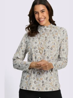 T-shirt à col montant 50% coton et 50% modal