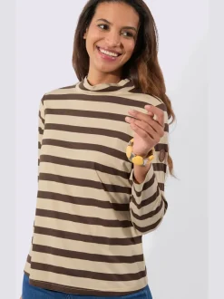 T-shirt à col montant 50% coton et 50% modal