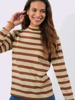 T-shirt à col montant 50% coton et 50% modal