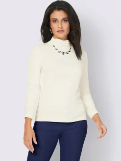 T-shirt col montant manches longues en viscose douce