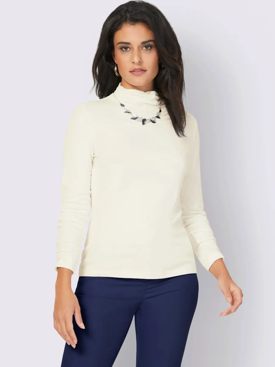 T-shirt col montant manches longues en viscose douce