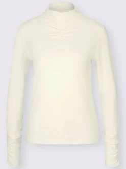 T-shirt col montant manches longues en viscose douce
