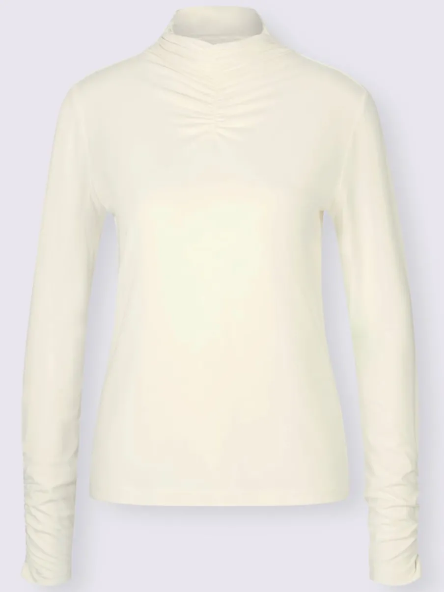 T-shirt col montant manches longues en viscose douce