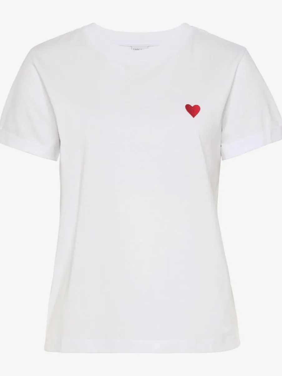T-shirt à col rond avec broderie cœur et manches courtes