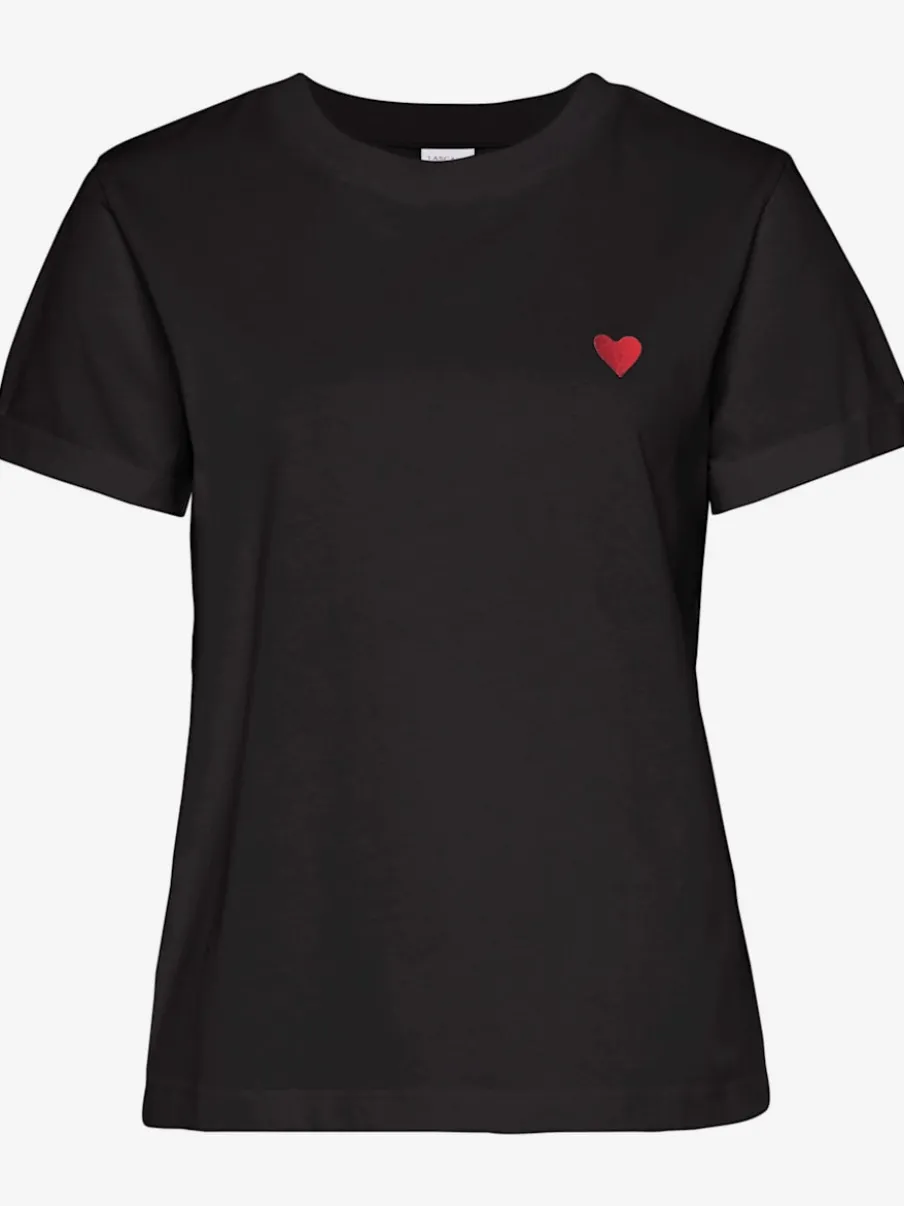 T-shirt à col rond avec broderie cœur et manches courtes