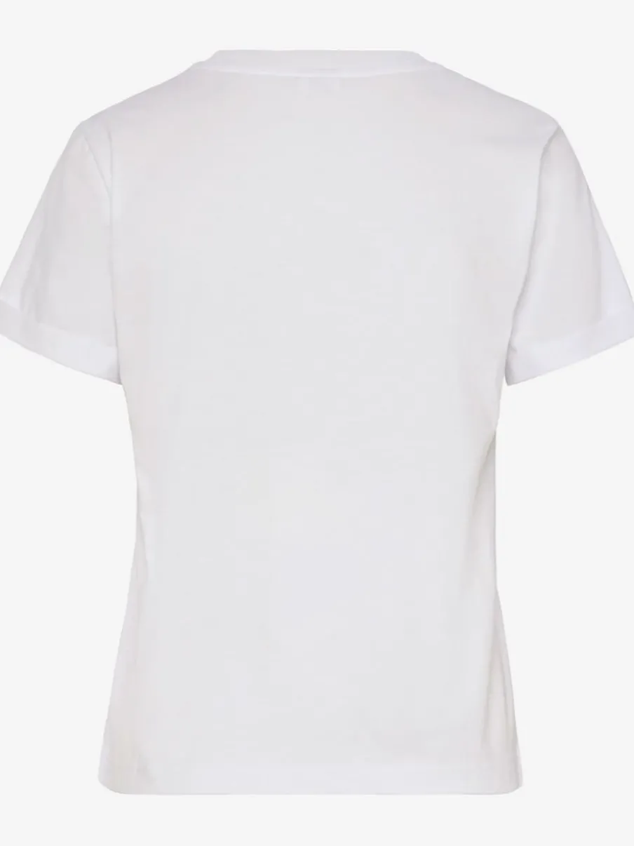 T-shirt à col rond avec broderie cœur et manches courtes