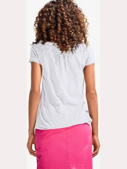 T-shirt à col rond avec détails dentelle et boutons brillants