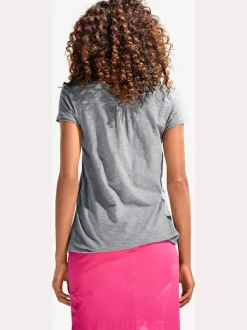 T-shirt à col rond avec détails dentelle et boutons brillants