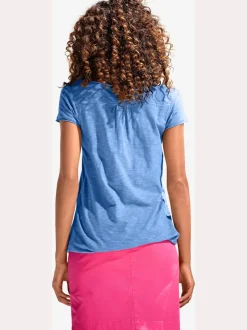 T-shirt à col rond avec détails dentelle et boutons brillants