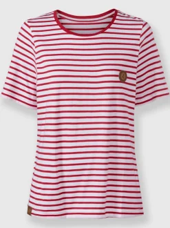 T-shirt à col rond avec empiècements en synthétique et rayures sportives