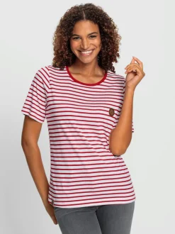 T-shirt à col rond avec empiècements en synthétique et rayures sportives