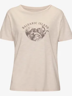 T-shirt à col rond avec imprimé estival et détails brillants