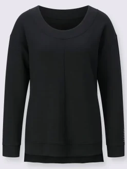 T-shirt à col rond avec manches longues et pierres brillantes