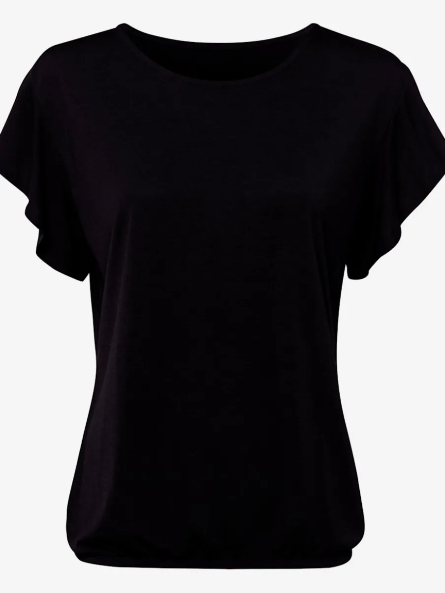 T-shirt à col rond avec manches volantées et taille élastique