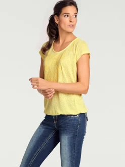 T-shirt à col rond avec motifs dévorés modernes