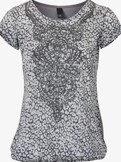 T-shirt à col rond avec motifs dévorés modernes