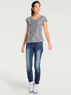 T-shirt à col rond avec motifs dévorés modernes