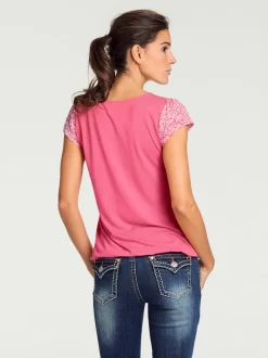 T-shirt à col rond avec motifs dévorés modernes