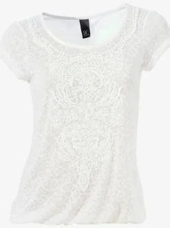 T-shirt à col rond avec motifs dévorés modernes