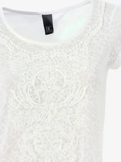 T-shirt à col rond avec motifs dévorés modernes