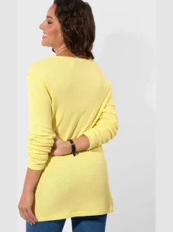 T-shirt à col rond en jacquard avec boutons fantaisie